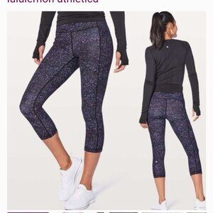 Lululemon Speed Up Crop 21” Leggings Womens SZ 6 Crystalline Multi Purple Galaxy